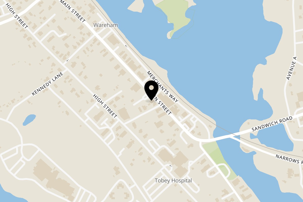 Map showing the location of Ms. Lisa's New Orleans Cuisine on 208 Main St in Wareham